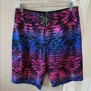 Ocean Current Tribal Pink and Blue Board Shorts